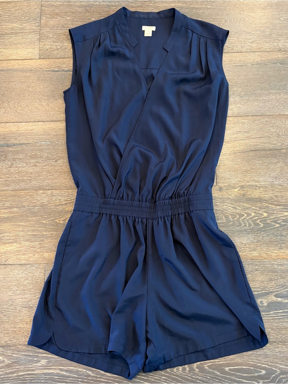 J. Crew Navy Sleeveless Romper with V-Neck